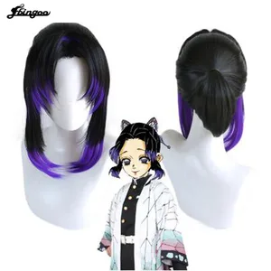 Ebingoo Demon Slayer Kimetsu no Yaiba Kochou Shinobu Cosplay Wig Purple Gradient Wig Costume Women Heat Resistant Synthetic Wig