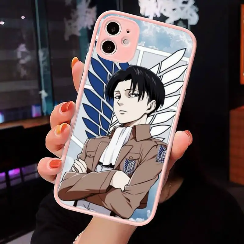 

Anime Attacking Giant Phone Cases Matte transparent For Pink iPhone 12 Mini 11 Pro XR XS Max 7 8 Plus X Back Cover