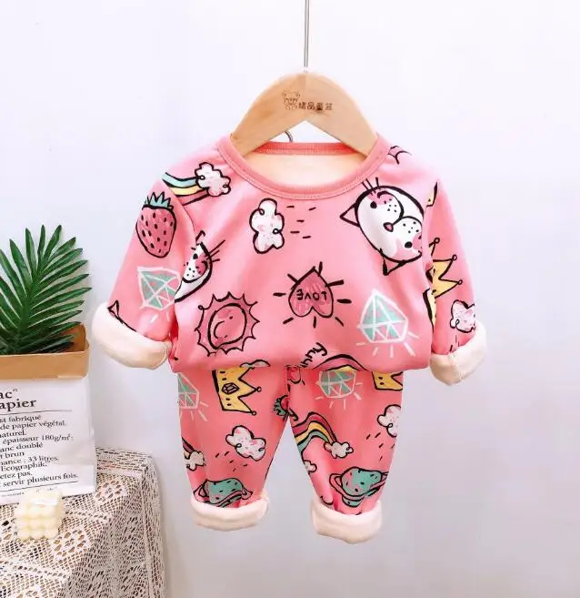 Детские пижамные комплекты От 0 до 7 лет Plus из бархата хлопковая футболка с