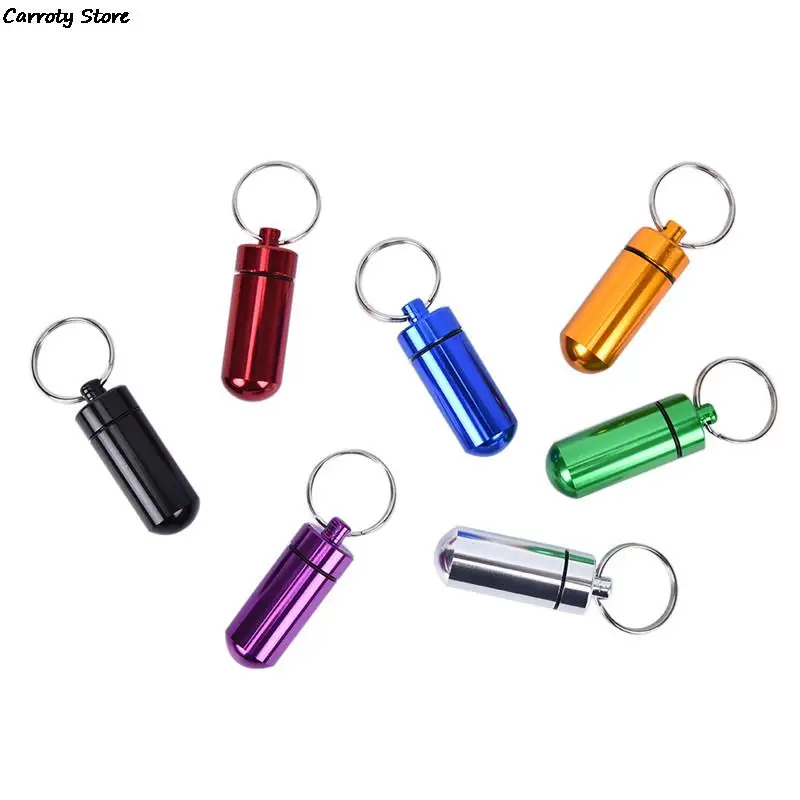 

1 шт. открытый Алюминий картридж брелок контейнер медицинский Ящик Контейнер для таблеток ключница первой помощи картридж брелок