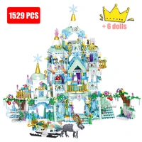 friends princess luxury ice castles big playground house movies winter snow sled figures building blocks toys for girls diy gift