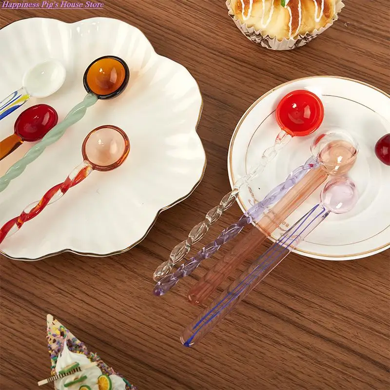 

Хрустальная десертная ложка из витражного стекла, спиральная ложка, кофейная ложка, ложка для перемешивания