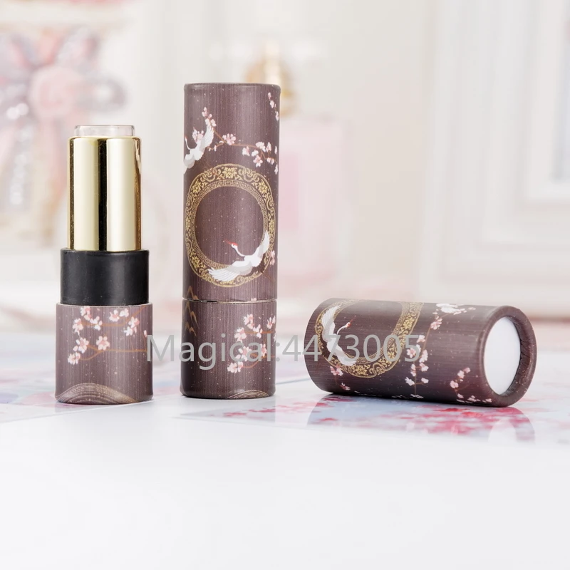 

12.1mm 10/30/50pcs Empty Chinese Style Paper Lipstick Tube Lip Balm Containers Round Cosmetic Beauty Lip Rouge Refillable Bottle