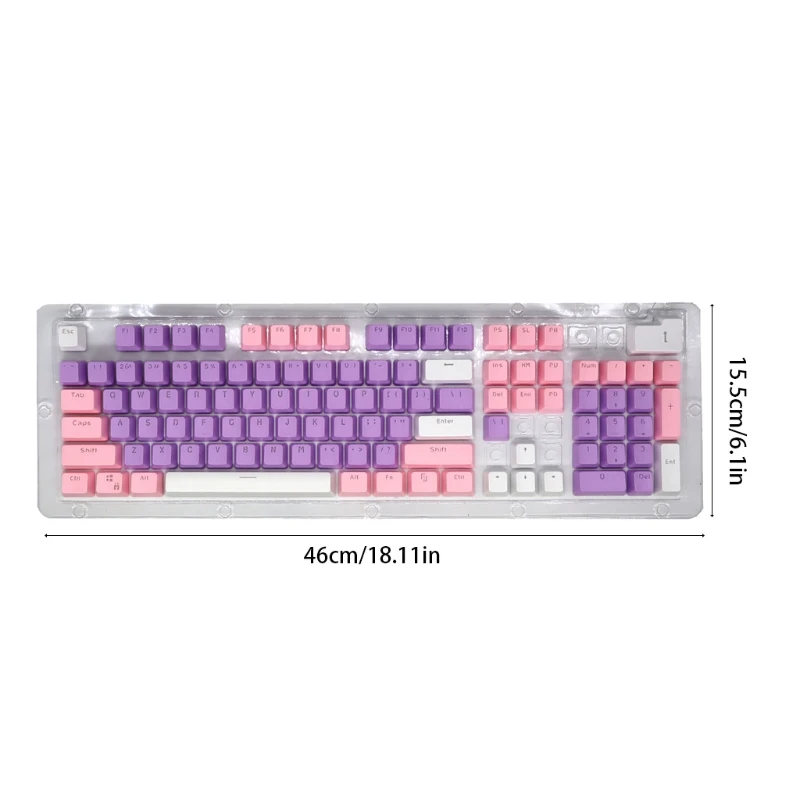 

104 PBT Thicken Keycap Mechanical Keyboard Installation Keycap Set 3 Color Combinations (Pink/Purple/White)