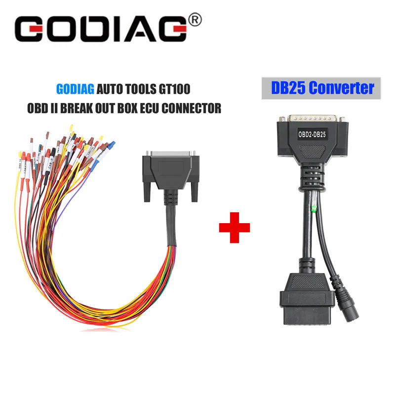 

Разноцветный свитер кабель DB25 для GODIAG GT100 OBD II, соединительный кабель блока управления ECU и кабель GODIAG OBD2-DB25