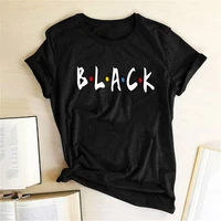 black printed t shirts women summer aesthetic clothes loose graphic tees women streetwear harajuku top round neck camiseta mujer