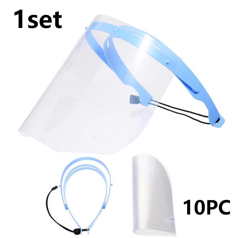 

10pcs Face Dental Face Shield 1 Shelf 10Pcs Detachable Face Shield Anti-Fog Dustproof Replacement CoversDental Protective Face