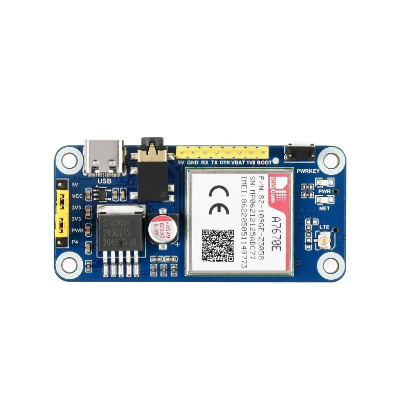 Шапка A7670E LTE Cat-1 для Raspberry Pi Multi Band 2G GSM/GPRS LBS Европы Юго-Восточной Азии Западной