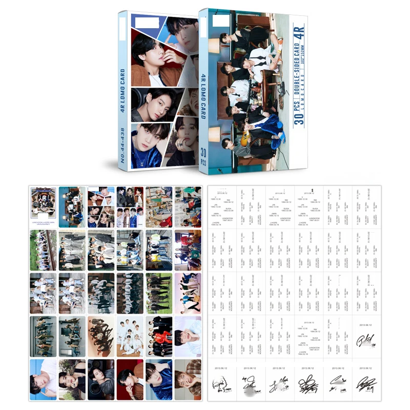 

Wholesale Kpop Lomo Card 30pcs/box Double Sides Bangtan Boys BE Dynamite 4R Photocard Korean Fashion Boys Poster Picture Collect