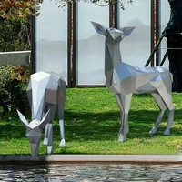 stainless steel outdoor landscape small room lawn garden animal sculpture plaza hotel large floor decoration