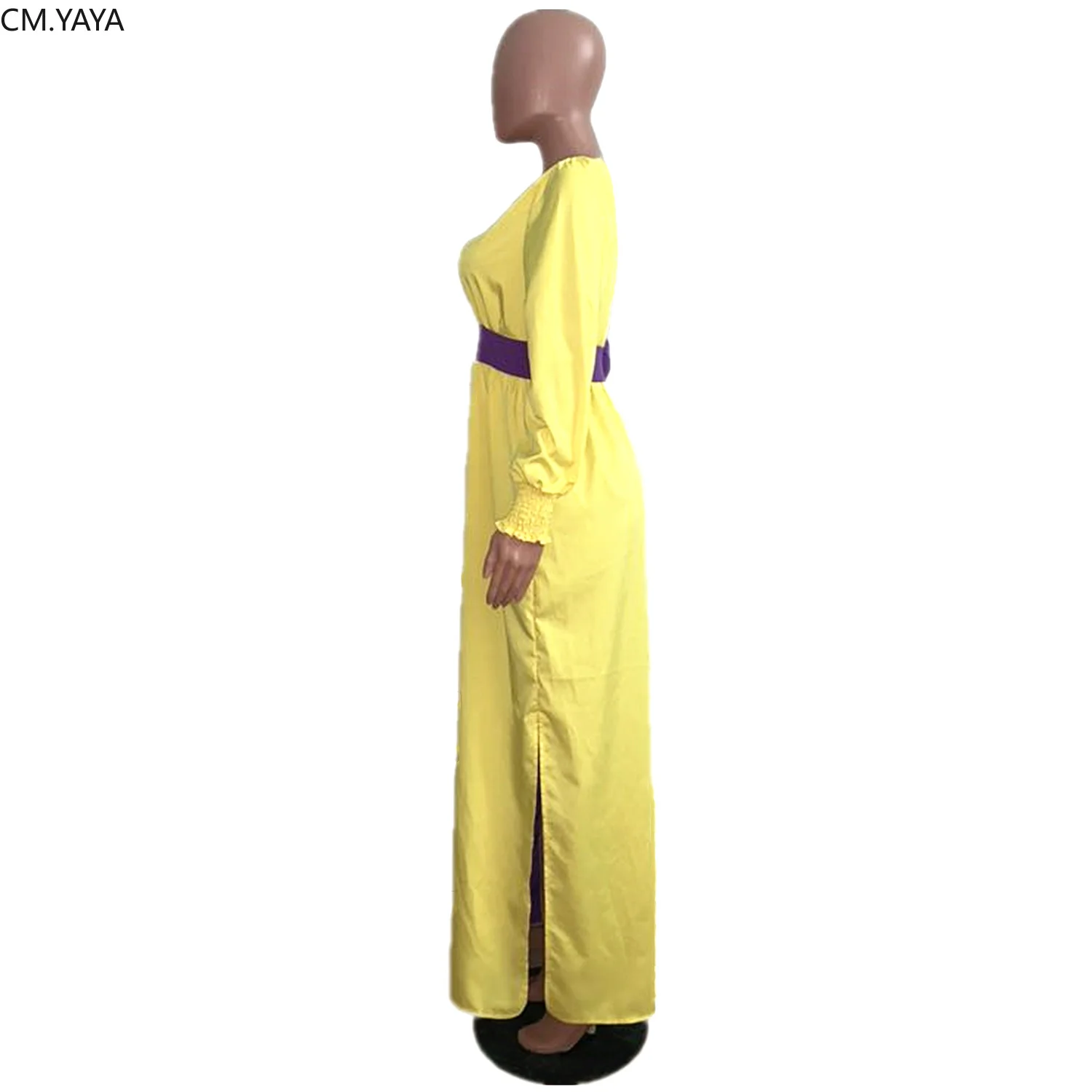 Осеннее женское двухцветное Лоскутное Платье макси с длинным рукавом и