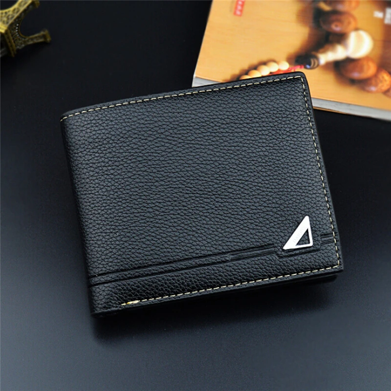 

Men Wallets Short PU Leather High Quality Wallet Three Fold Simple Fashion Boyfriend Wallet Gifts