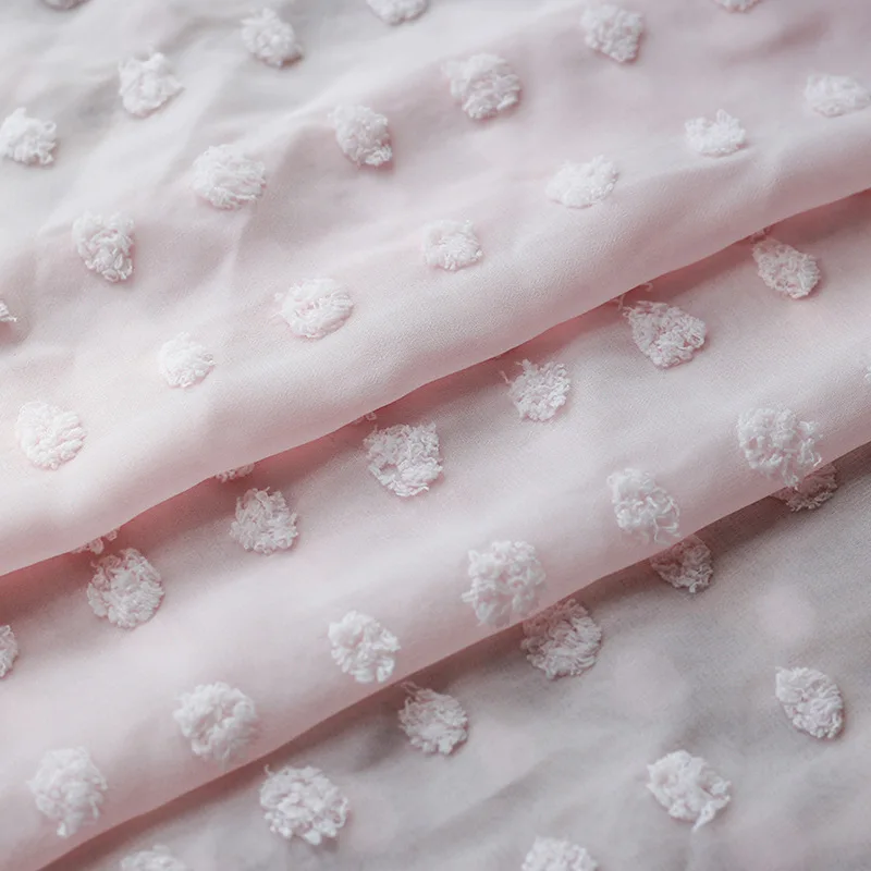 

Fashion new breathable chiffon jacquard fur ball fabric DIY women's children's dress shirt