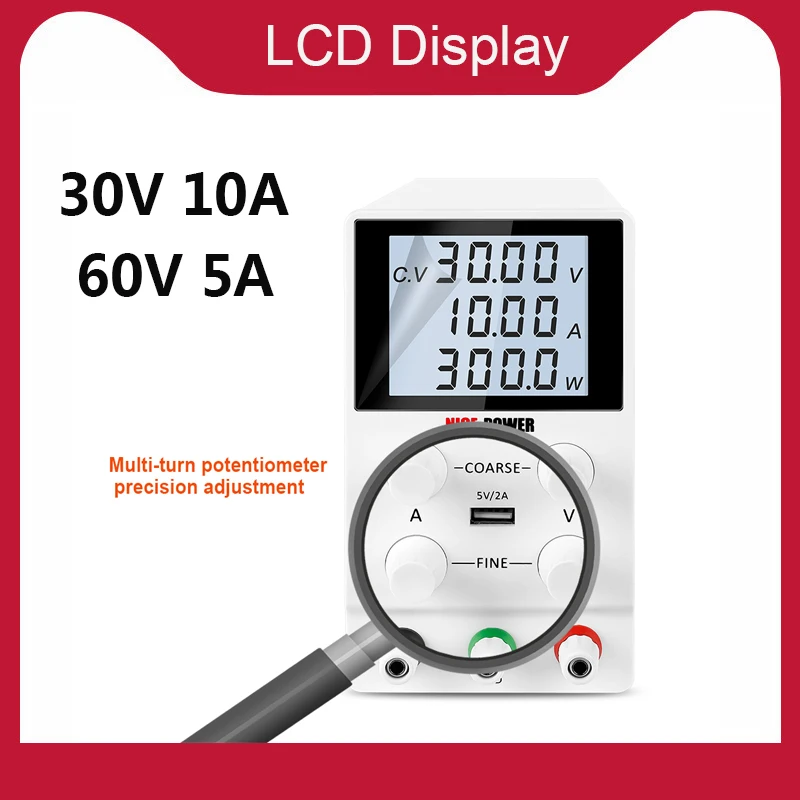 

LCD Display Protect Eyes Digital Lab Switching DC USB Power Supply Adjustable 30V 10A Laboratory Bench Power Source Regulator
