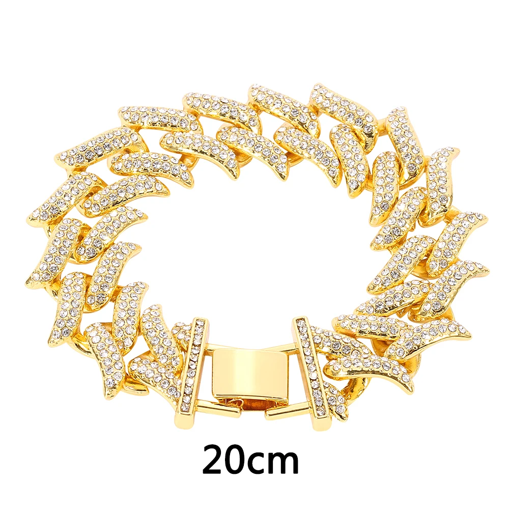 Браслет цепочка мужской блестящий в стиле хип хоп с фианитами|Браслеты шармами| |