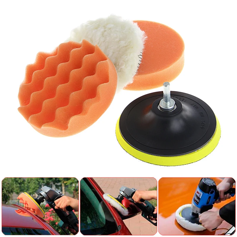 

5Pcs 4 Inch 100mm M10 Sponge Waxing Buffing Polishing Pad Kit with Drill Adapter.