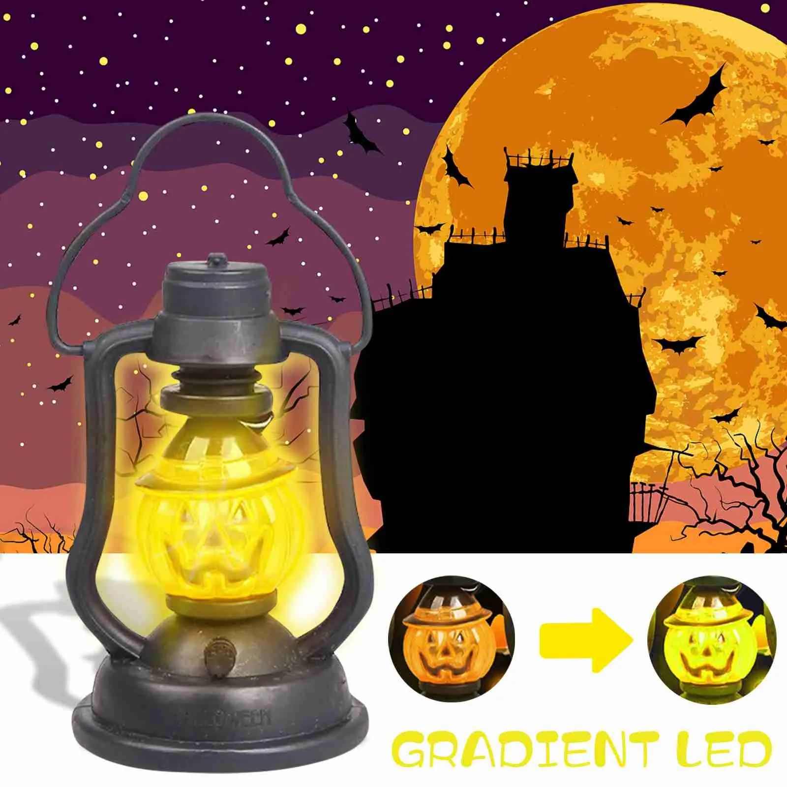 

Halloween Pumpkin Lantern Portable Kerosene Lamp Led Colorful Night Light Cute Fairy Holiday Halloween Decor Mini Lights
