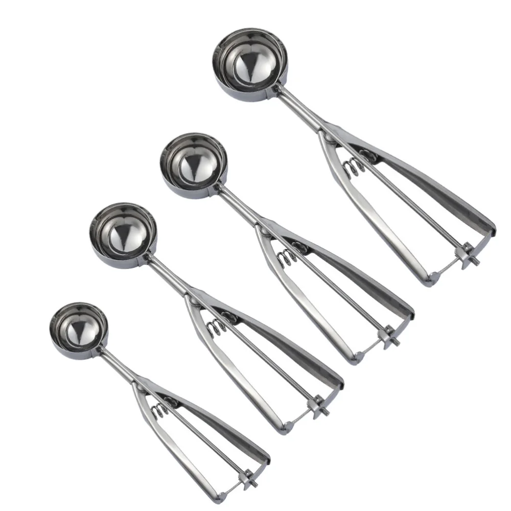 

4pcs Stainless Steel Ice Cream Scoops Spoons Ice Cream Dipping Tools (Silver)