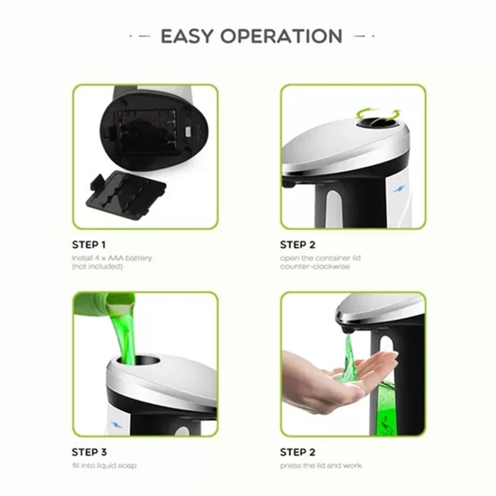 

Automatic Soap Dispenser Electric Soap Dispenser Touchless Soap Dispenser for Bathroom Kitchen Hotel Restaurant Battery-operated