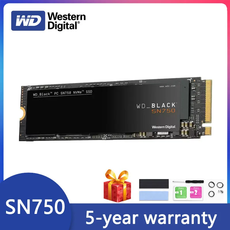 Western Digital Internal Solid State Drive M2 WD Black SN750 SSD 1TB 250GB 500GB M.2 2280 SSD NVMe Gen3 PCle 3D Nand SSD For PC