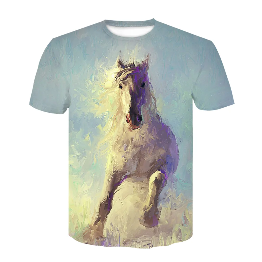 

2021 Fashion 3D Horse Print T Shirt for men Comfort Teens Summer Funny Animal Print Top Short Sleeve T Shirt men clothing Tops