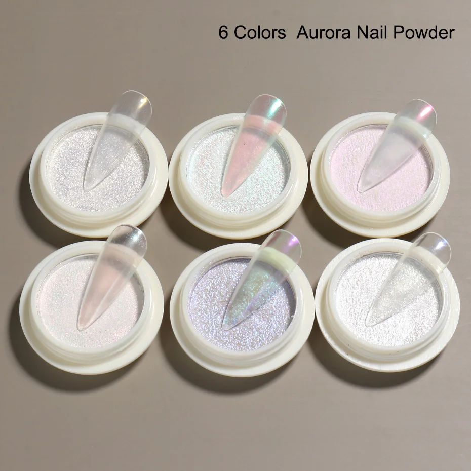 Твердый порошок блеск для ногтей Аврора зеркальное переливающееся хромовое