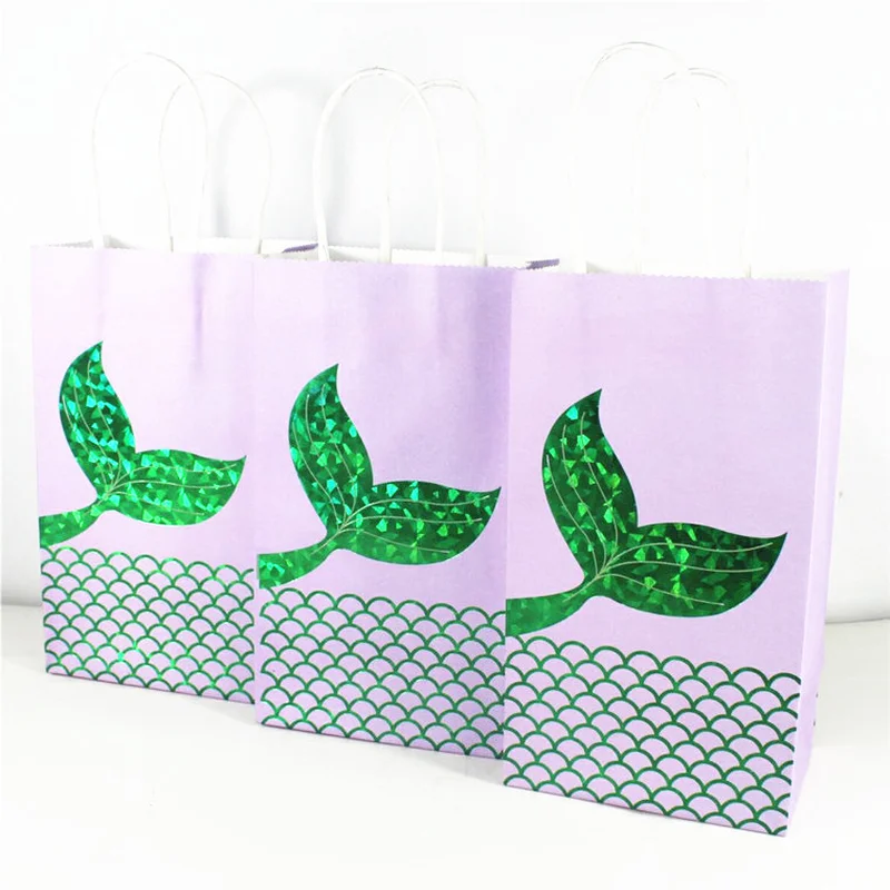 Small Gift bag 3pcs Русалка Вечерние Одноразовые столовые тарелки скатерть бумажное полотенце День рождения Беби Шауэр детский столовая посуда - Цвет: Small Gift bag 3pcs