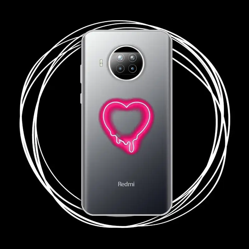 

Love Heart Phone Case Transparent for xiaomi redmi note 8 9 9s 11 10t lite pro