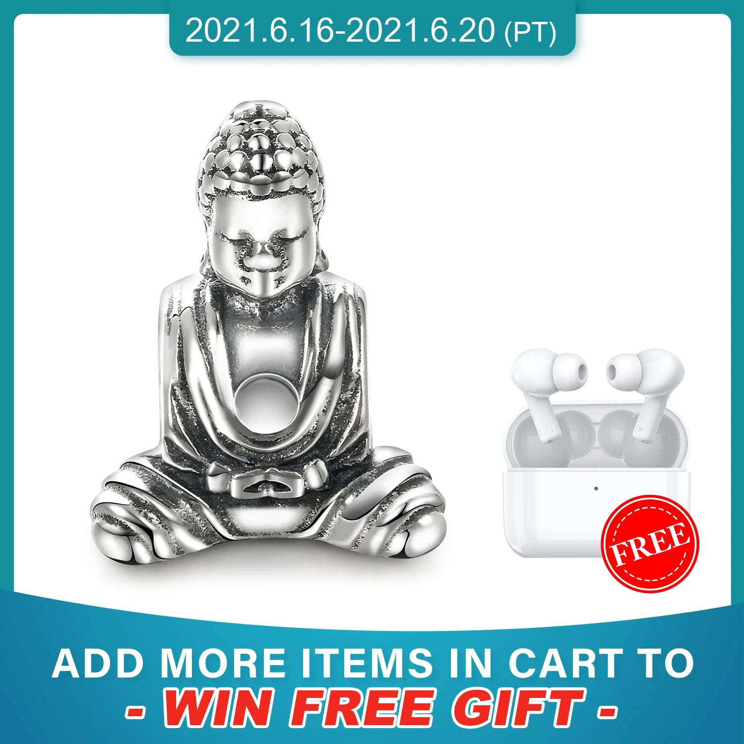 

JewelryPalace Vingate Faithful 925 Sterling Silver Beads Buddhism Charm Bead fit Bracelet Fashion Women Jewelry Making