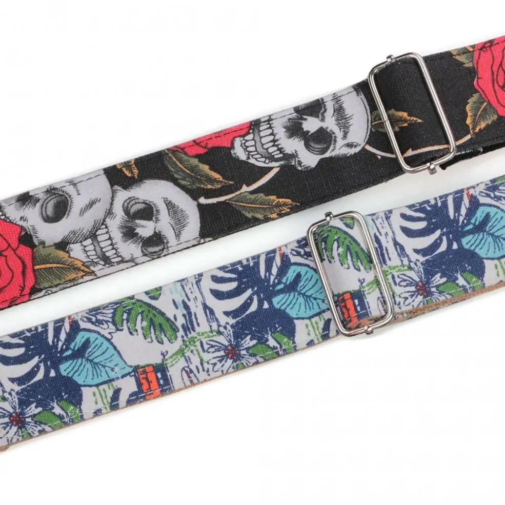 

Adjustable Printing Leather Head Guitar Strap with Artsy Pattern 3 Colors Optional for Acoustic Electric Bass Guitars