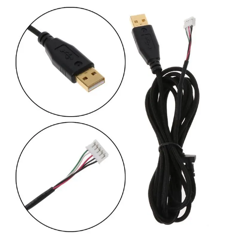 

Gold Plated Durable Nylon Braided Line USB Mouse Cable Replacement Wire For Razer Naga Molten/Hex Naga Lava Edition Naga