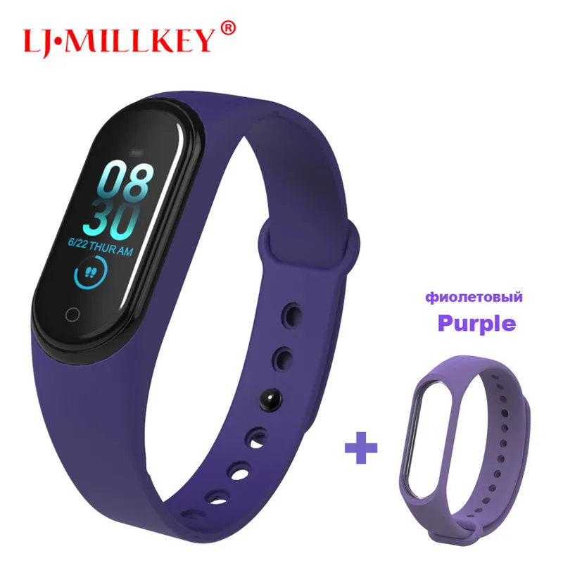 M4Blue-Purple Умный Браслет Интеллектуальный трекер активности M4 умный Браслет Смарт-браслет 4 пульсометр фитнес-трекер умные часы для мужчин и женщин - Цвет: M4Blue-Purple