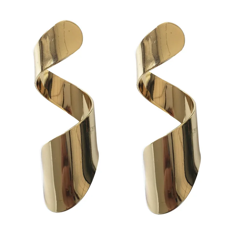 

Simple Punk Women Twist Spiral Earrings Lady Girl Dangle Earring Charm Jewelry Valentine's Day Gift Gold Silver Long Earrings