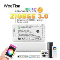 zigbee rgbcct led controller plus remote smart app control rgbww dc 24v 12v led strip controller work with zigbee 3 0 gateway