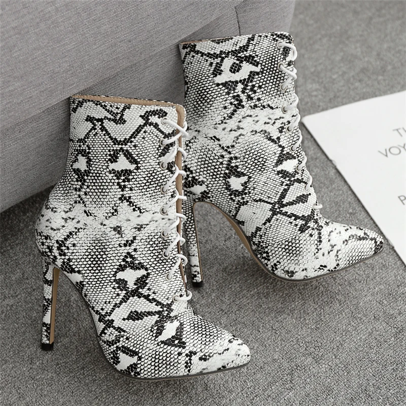 Женские ботильоны 11 5 см сапоги на высоком каблуке шпильке со шнуровкой ботинки