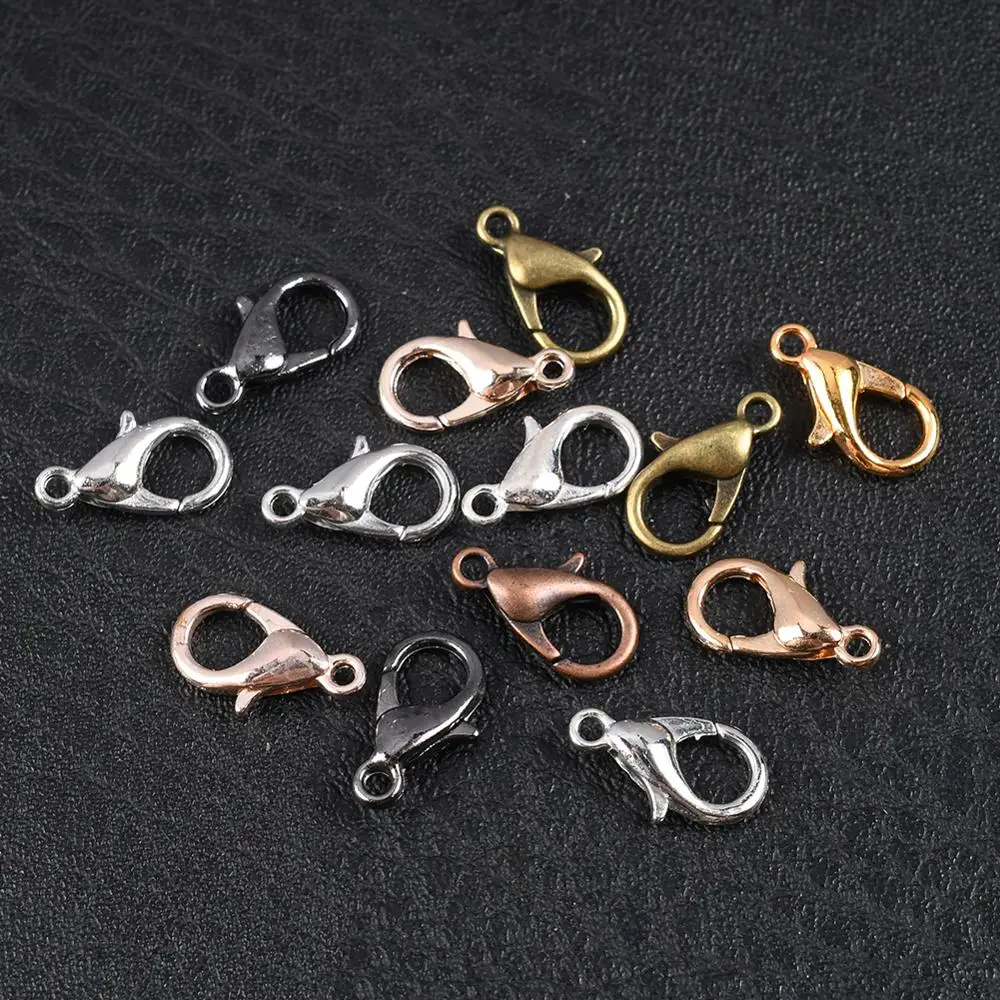 

100Pcs/Lot 10 12 14 16mm Lobster Clasps for Bracelets Necklaces Hooks Chain Closure Accessories for Jewelry Making Supplies