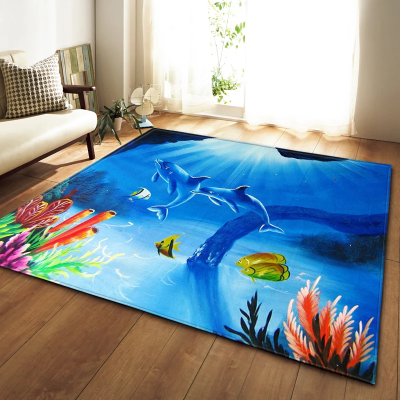 3D Океанский мир коврик Мягкий Нескользящий диван для гостиной ковер детской
