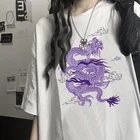 Футболка женская оверсайз с принтом дракона, винтажный Топ в стиле kpop, хлопковая рубашка с принтом в стиле Харадзюку, y2k