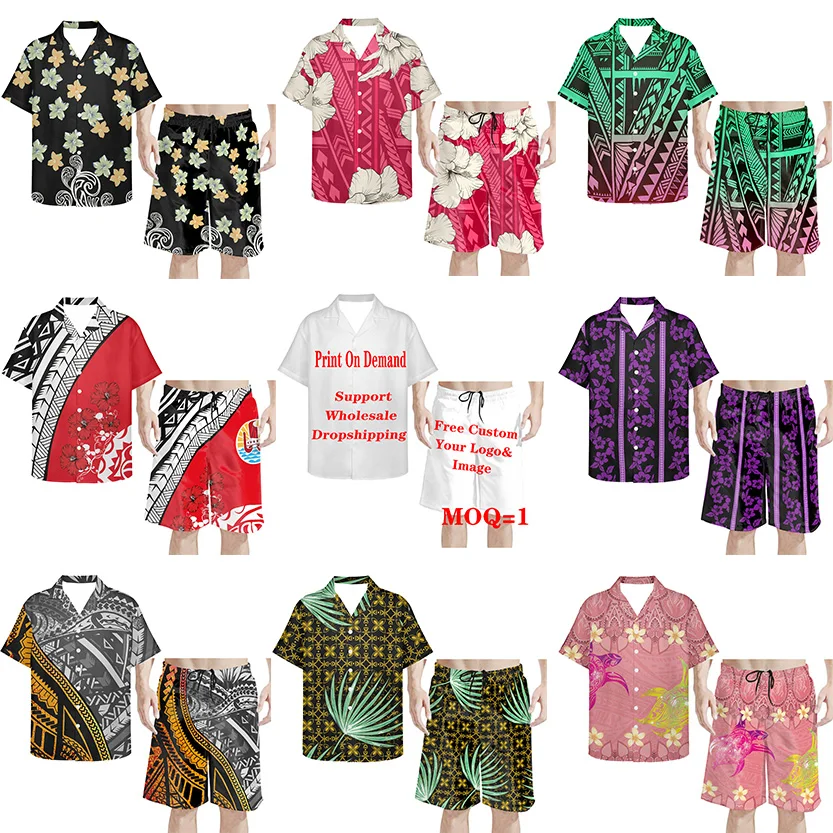 HYCOOL 4xl размера плюс Летний мужской комплект с принтом Мужская Гавайская