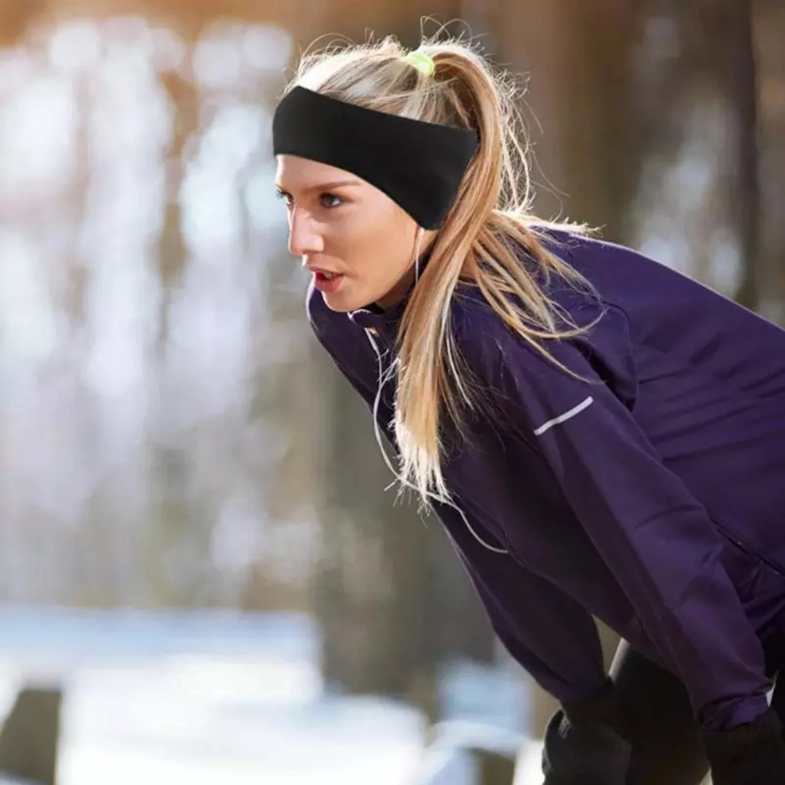 

Outdoor Fleece Ponytail Headband Yoga Fitness Sports Warm Sweatband Women Windproof Warm Sweatbands