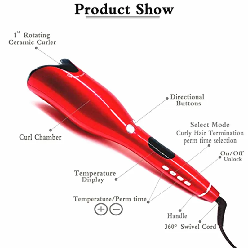 

Auto Rotating Ceramic Hair Curler Automatic Curling Iron Styling Tool Hair Iron Curling Wand Air Spin and Curl Curler Hair Waver