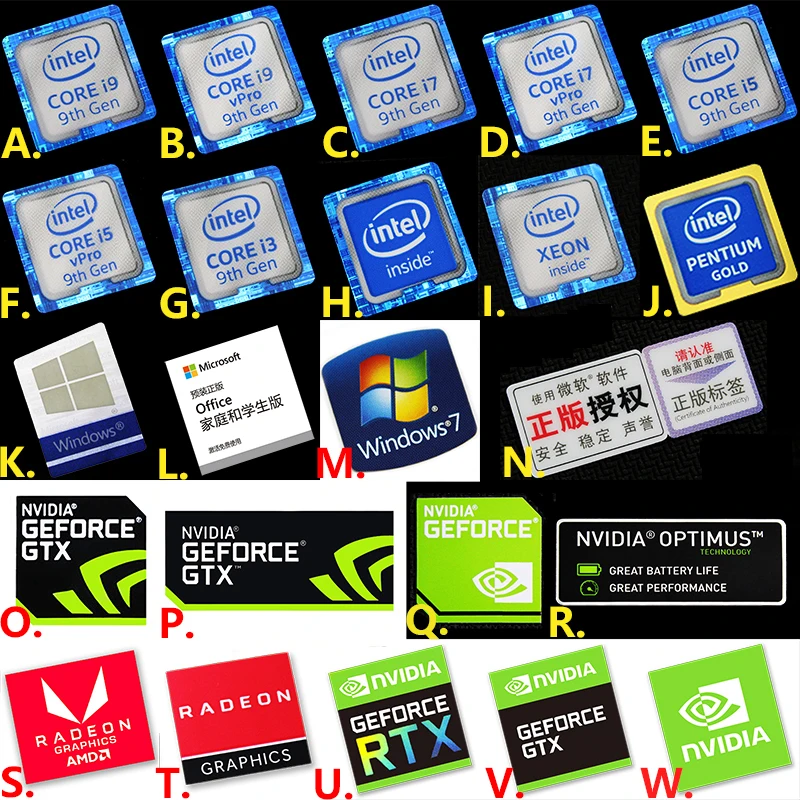 

Special Original win 11 7 8 9th Gen Intel Core i7 i3 i5 i9 Celeron Xeon Pentium Processor Sticker Label decal