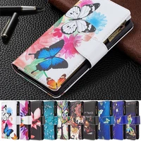 zipper wallet case for oppo reno6 5g pro coque reno5 f z reno4 reno 6 5 4 5g leather stand phone case painted flip zip bag cover