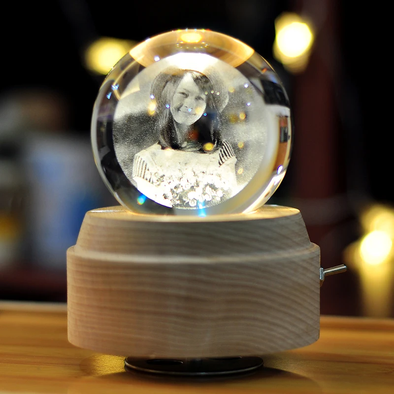 

Rotary Luminous Crystal Ball Music Box Eight Music Box Girls Birthday Girls Photo Diy Customized Christmas Day