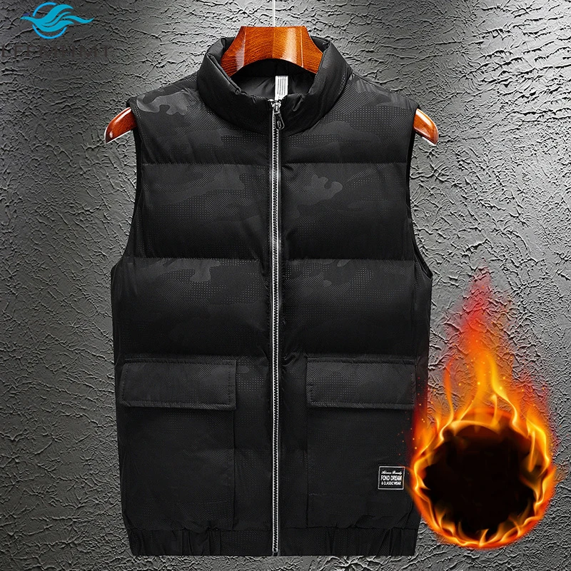 

Hot Sale Winter Loose Plus Size Thermal Breathable Lightweight Stand Collar Cardigan Fashion Casual Sleeveless Vest Jacket