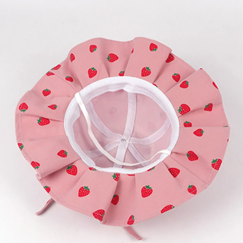 

Baby Girls Hats Soft Cotton Cherries Sunhat Bucket Cap Print Baseball Cap Beret Baby Hat Newborn Photography Props New