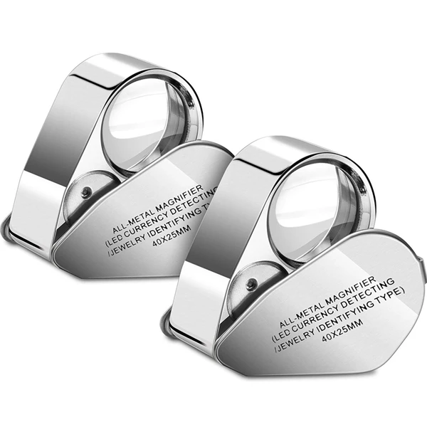 2 шт. в упаковке 40 ювелирный светодиодный Лупа с подсветкой и УФ линзами лупа для