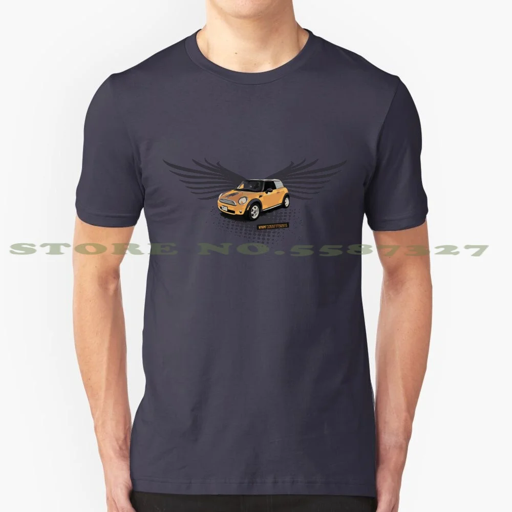 Иллюстрация Rip Mini Cooper 100% хлопок желтая футболка Wings