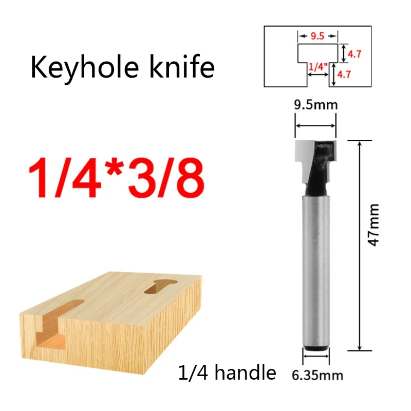 

3pcs 1/4 Inch 6mm Shank T Slot Router Bit Set Hex Bolt Key Hole Bits Keyhole Woodworking Slotting Milling Cutter Tool