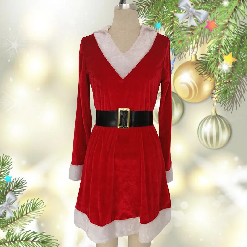 2019 женский роскошный бархатный Рождественский костюм с V образным вырезом